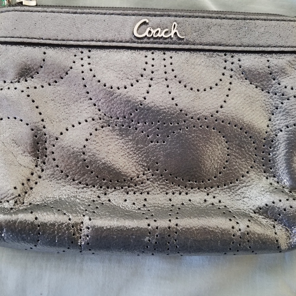 Coach Wristlet-Metallic Silver